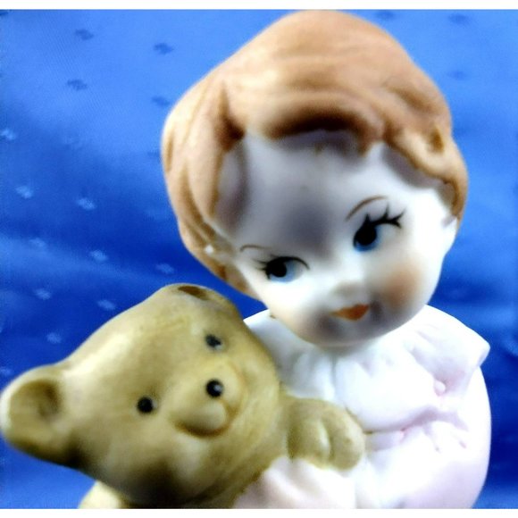 Vintage Enesco Giftware Brunette Kid 1 Birthday Girl Growing Up Girls 1982 - Picture 2 of 9